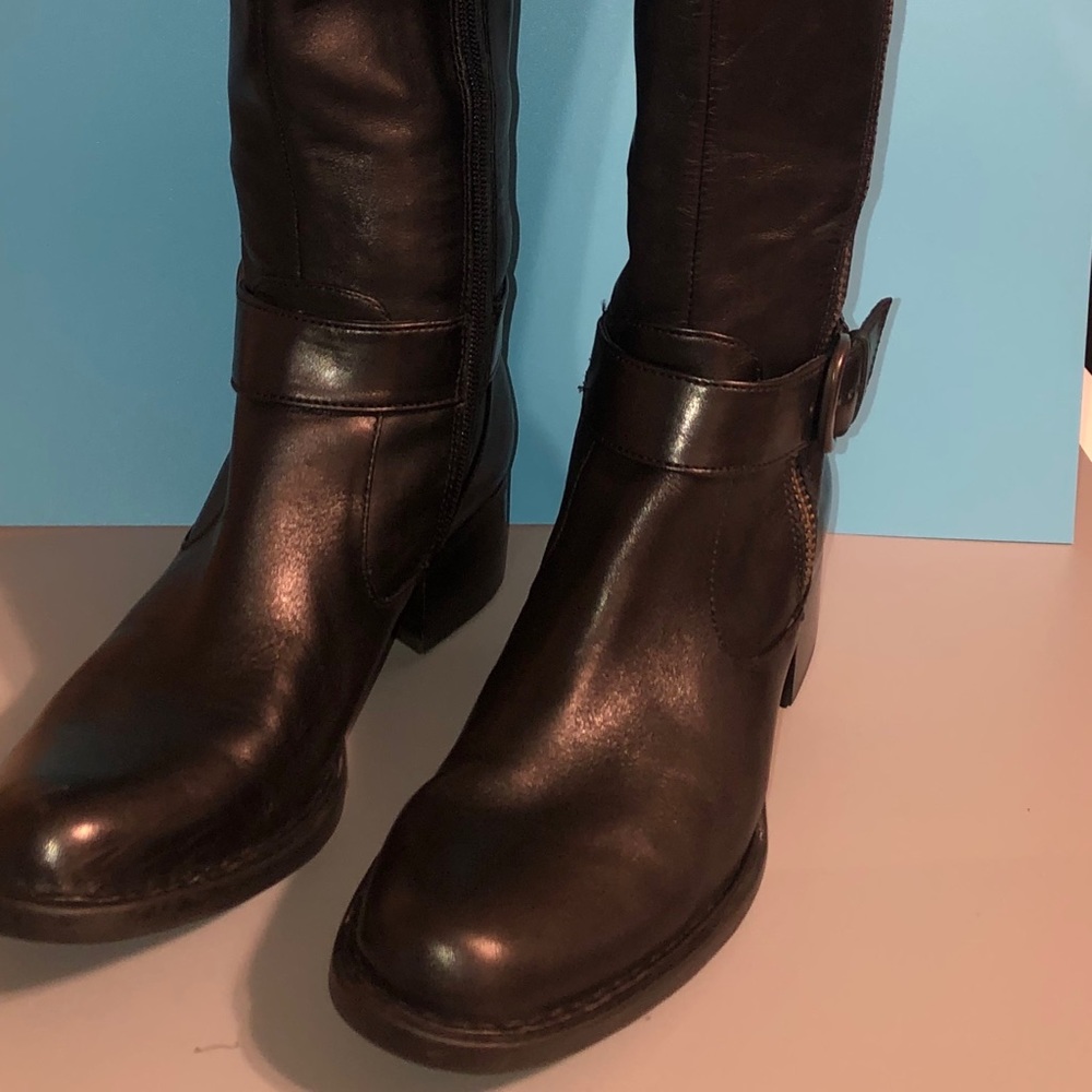 Black leather boots